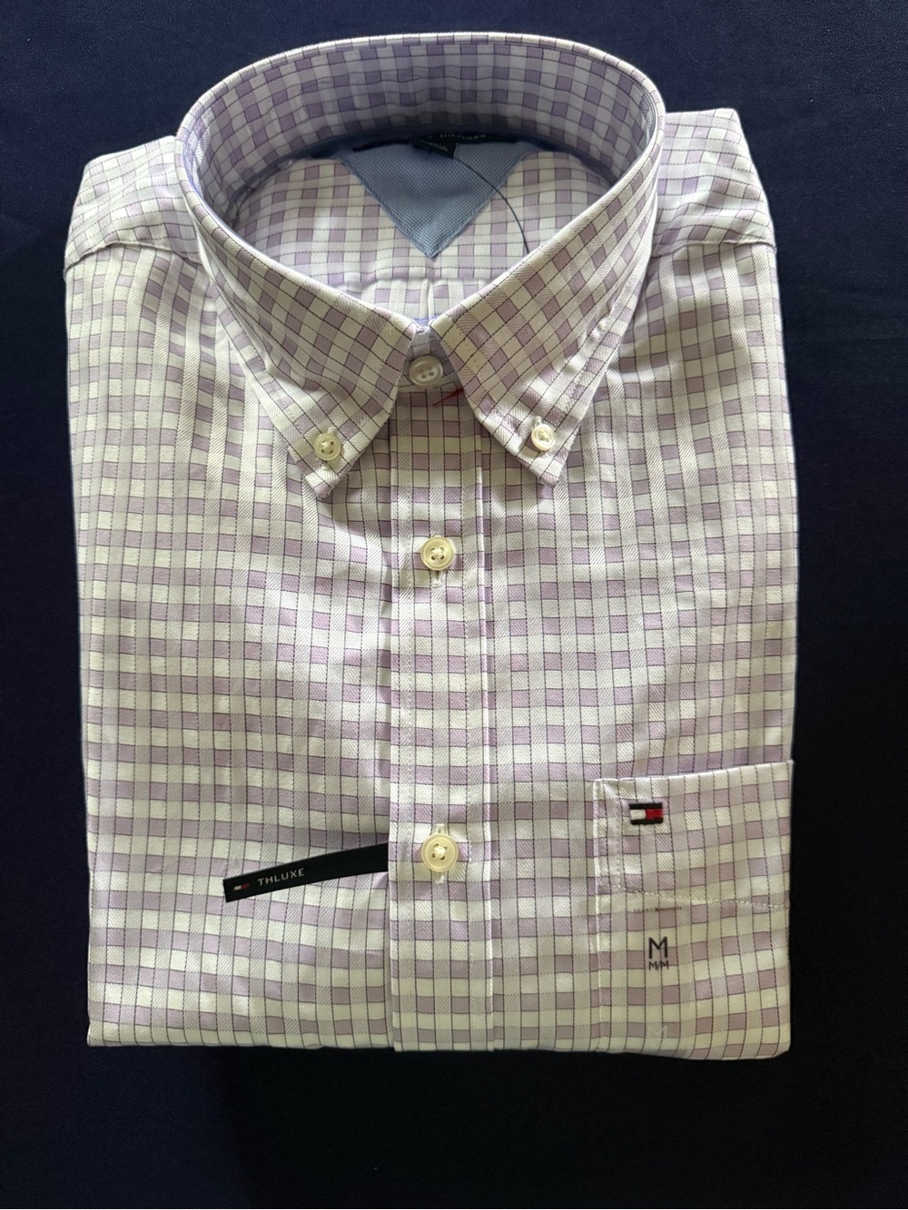 Tommy Hilfiger Men’s Lavender and White Checked Button-Down Shirt